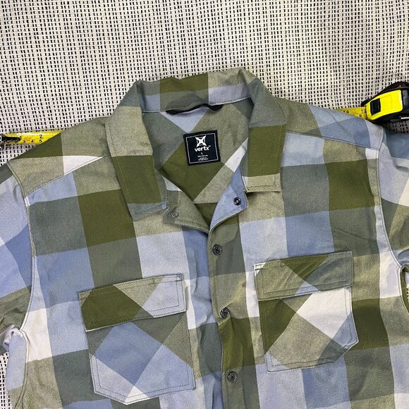 Vertx Flannel Plaid Shirt Long Sleeve Green/Blue  - Size Large - Tactical Style - Picture 7 of 9